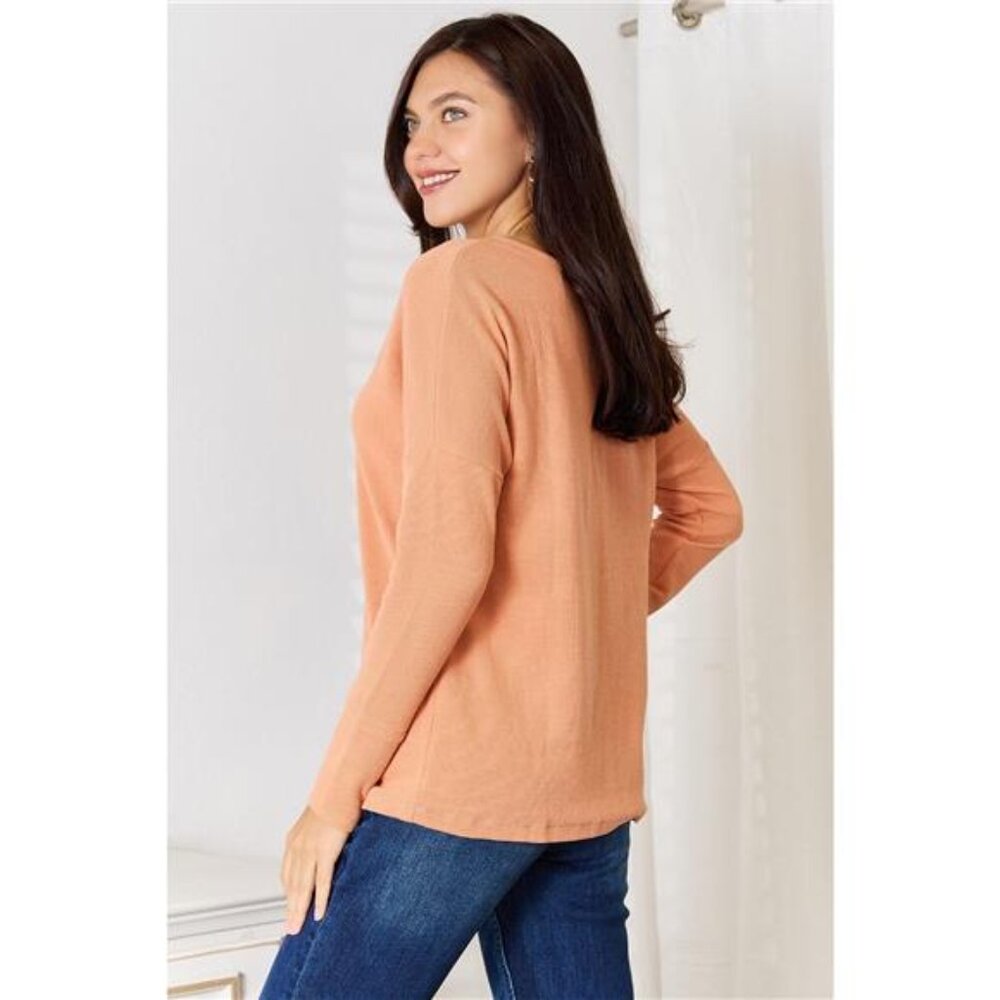 Basic Bae Half Button Long Sleeve Top - Picture 3 of 9